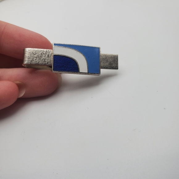 Swoop tie‎ clip unisex blue and white